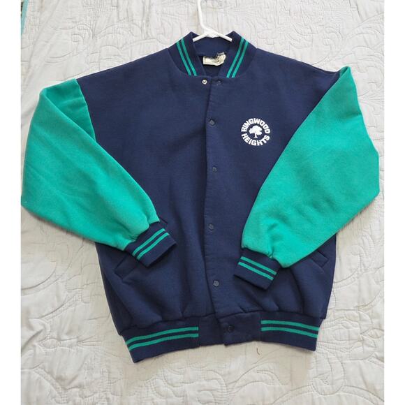 Vintage Australian Made Apparel Blue/Green Button Front Sweatshirt Size M - Picture 4 of 8